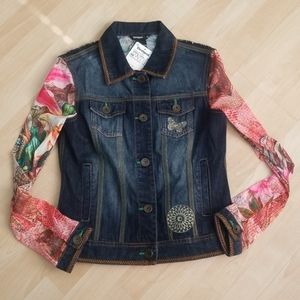 Desigual denim sheer sleeve jacket